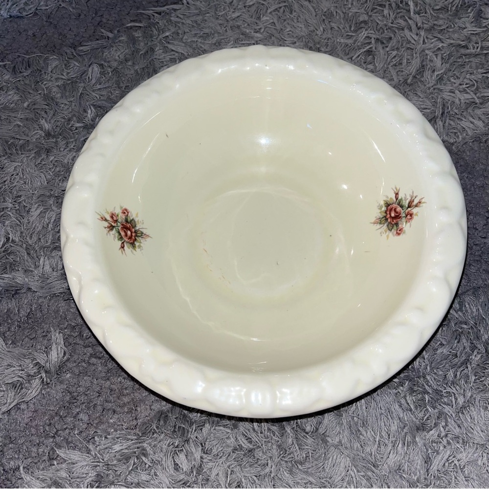 Vintage Athena VR OIL Roses California Pottery Large Bowl for Pitcher 9”